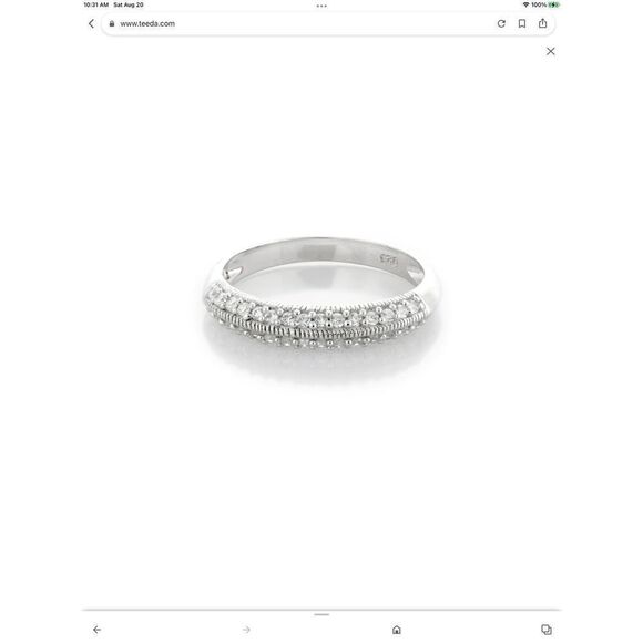 Sparkling .925 Sterling Knife Edge Milgrain Pave Sim Diamond Band Ring Sz 9 - Picture 5 of 5